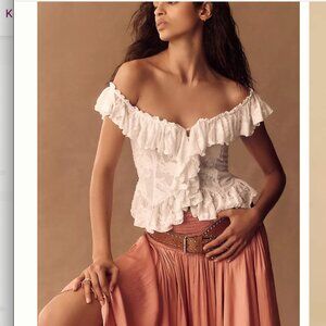 Anthropologie Off-the Shoulder Ruffled Top sz XL